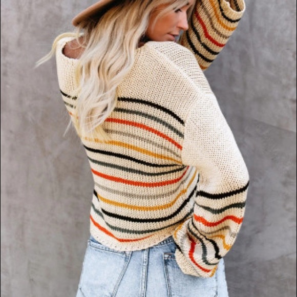 Winter Must Have:Rainbow Striped Oversized Sweater - Picture 3 of 16